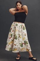 The Jacie Poplin Printed Midi Skirt by Maeve