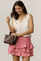 By Anthropologie Ruffled Denim Mini Skirt