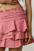 By Anthropologie Ruffled Denim Mini Skirt