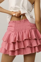 By Anthropologie Ruffled Denim Mini Skirt