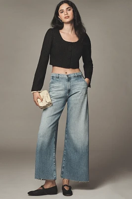 AG Stella High-Rise Wide-Leg Ankle-Fray Crop Jeans