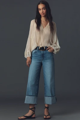 PAIGE Petite Sasha High-Rise Cuffed Wide-Leg Ankle Jeans