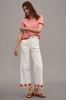 The Colette Scallop-Hem Crop Wide-Leg Jeans by Maeve