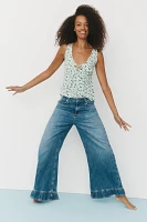 Pilcro High-Rise Wide-Leg Ruffle Flare Jeans