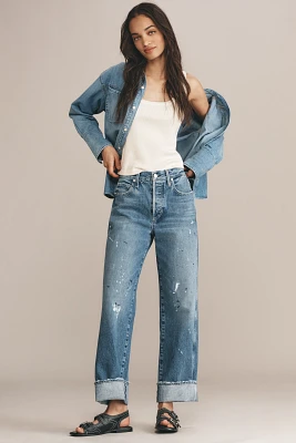 AMO Sonia High-Rise Cuffed Straight-Leg Jeans