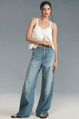 Good American Ease High-Rise Relaxed Carpenter Jeans