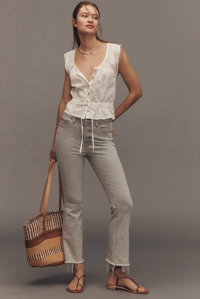Good American Legs Soft-Tech High-Rise Crop Mini Bootcut Jeans