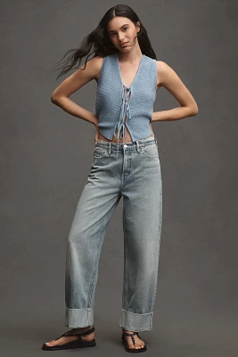 Good American Barrel Cuffed High-Rise Relaxed Tapered Jeans