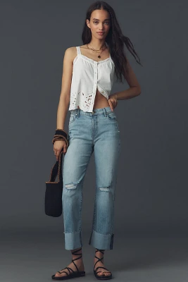 Fidelity Denim Cali Cuff High-Rise Straight-Leg Jeans