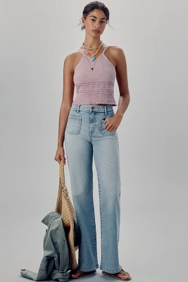 Modern American Marley High-Rise Wide-Leg Patch-Pocket Jeans