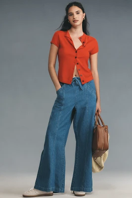 Seventy + Mochi Juno High-Rise Wide-Leg Tie-Waist Jeans