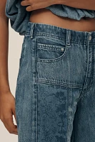 The Adi Patchwork Mid-Rise Flare Jeans by Pilcro