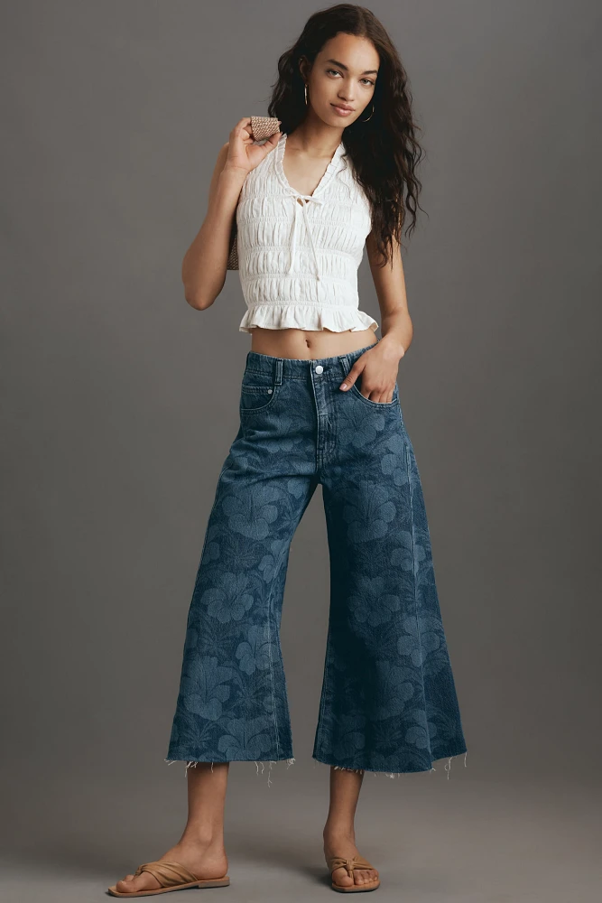 The Adi Crop Mid-Rise Flare Jeans by Pilcro