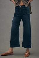 The Colette Denim-Knit Crop High-Rise Wide-Leg Jeans by Maeve