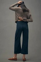 The Colette Denim-Knit Crop High-Rise Wide-Leg Jeans by Maeve