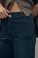 The Colette Denim-Knit Crop High-Rise Wide-Leg Jeans by Maeve