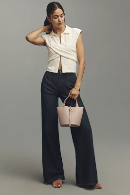 7 For All Mankind Lotta Linen Blend High-Rise Wide-Leg Jeans
