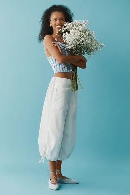 Pilcro Crop Drawstring Cotton Pants