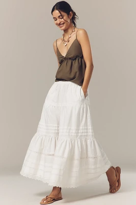 By Anthropologie Lace Petticoat Crop Wide-Leg Pants