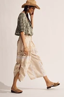 By Anthropologie Lace Ruched Crop Wide-Leg Pants
