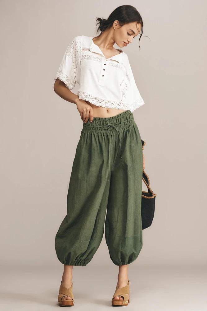 By Anthropologie Cotton Linen Utility Balloon Pants