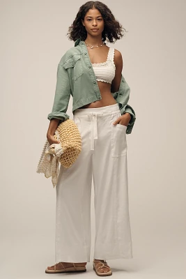 Maeve Linen Blend Pull-On Wide-Leg Pants