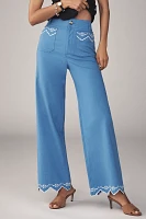 The Colette Lace Trim Full-Length Wide-Leg Pants by Maeve