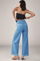 The Colette Lace Trim Full-Length Wide-Leg Pants by Maeve