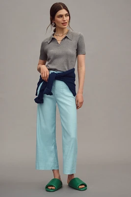 The Colette Linen Blend Crop Wide-Leg Pants by Maeve
