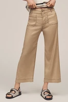The Colette Contrast-Stitch Linen Crop Wide-Leg Pants by Maeve