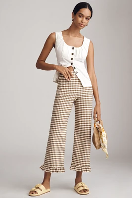 The Colette Ruffle-Hem Crop Wide-Leg Pants by Maeve