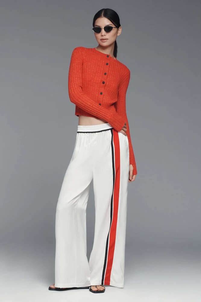 The Brooklin Track Stripe Wide-Leg Pull-On Pants