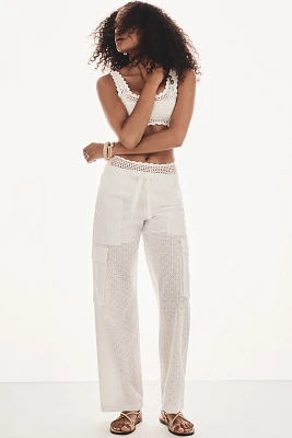 Sanctuary Free Time Eyelet Wide-Leg Pants