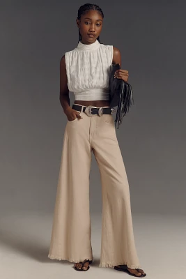 The Adi Linen Mid-Rise Flare Pants by Pilcro
