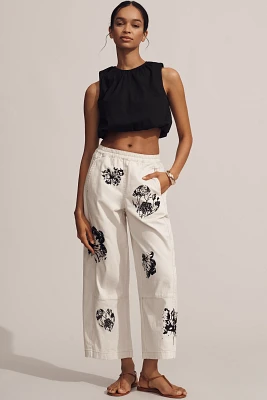 The Izzie Printed Pull-On Barrel Pants by Pilcro