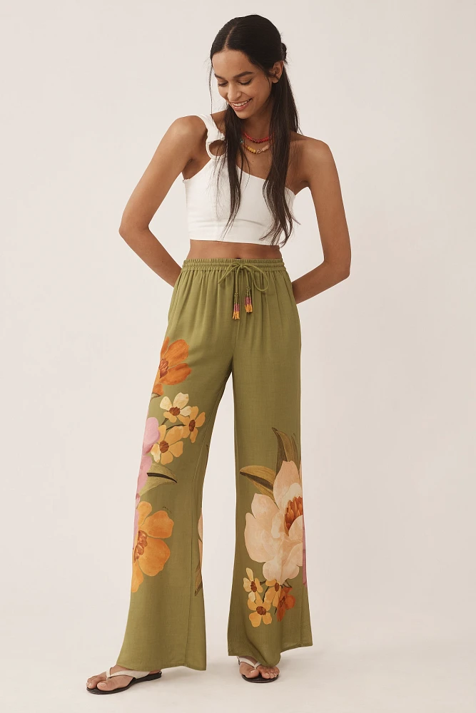 Farm Rio x Anthropologie Placed Floral Pull-On Pants