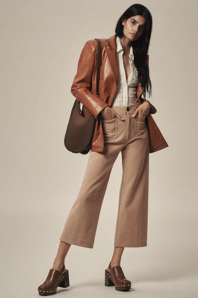 The Colette Brushed Knit Crop Wide-Leg Pants by Maeve
