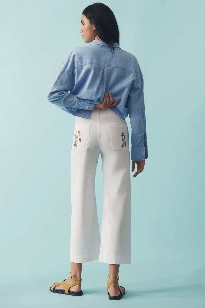 The Colette Magic Fabric Embroidered Crop Wide-Leg Pants by Maeve