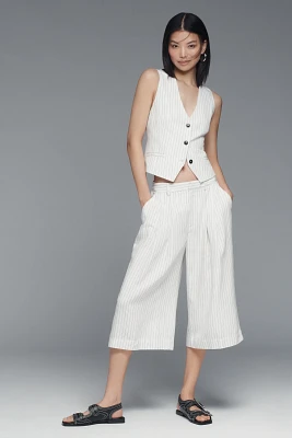 The Avery Pleated Wide-Leg Trousers by Maeve: Linen Culotte Edition