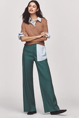 The Colette Linen Full-Length Wide-Leg Pants by Maeve