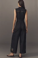 Ranna Gill Belted Crochet Jumpsuit