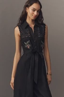 Ranna Gill Belted Crochet Jumpsuit
