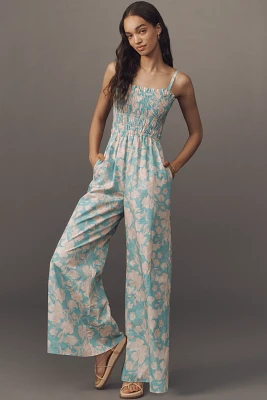 Hutch Sleeveless Smocked Vintage Floral Wide-Leg Jumpsuit