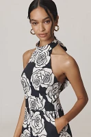 KIVARI Carmen Rose Linen Blend Halter Wide-Leg Jumpsuit