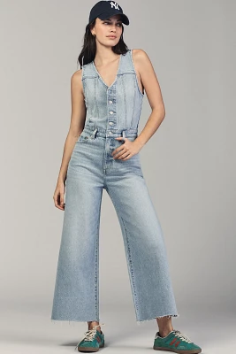 Pistola Aria Fitted Vest Crop Wide-Leg Denim Jumpsuit