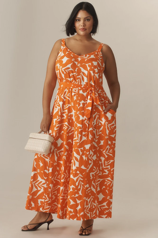 Universal Standard Plus Promenade Linen Blend Wide-Leg Jumpsuit