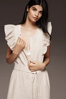 By Anthropologie Linen Blend Ruffle Jumpsuit