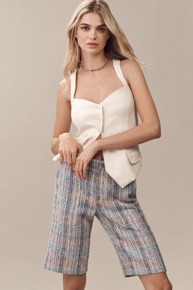 Anna Sui Pastel Tweed Bermuda Shorts