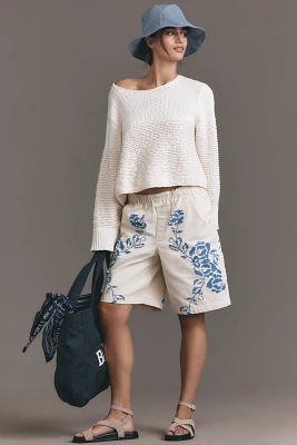 Pilcro Embroidered Pull-On Bermuda Shorts