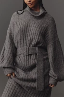By Anthropologie Long-Sleeve Turtleneck Belted Sweater Midi Dress